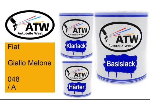Fiat, Giallo Melone, 048 / A: 1L Lackdose + 1L Klarlack + 500ml Härter - Set, von ATW Autoteile West.